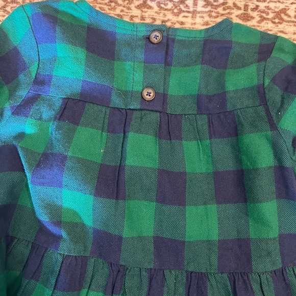 Hanna Andersson buffalo plaid check flannel dress navy green size 3 EUC - Picture 4 of 5